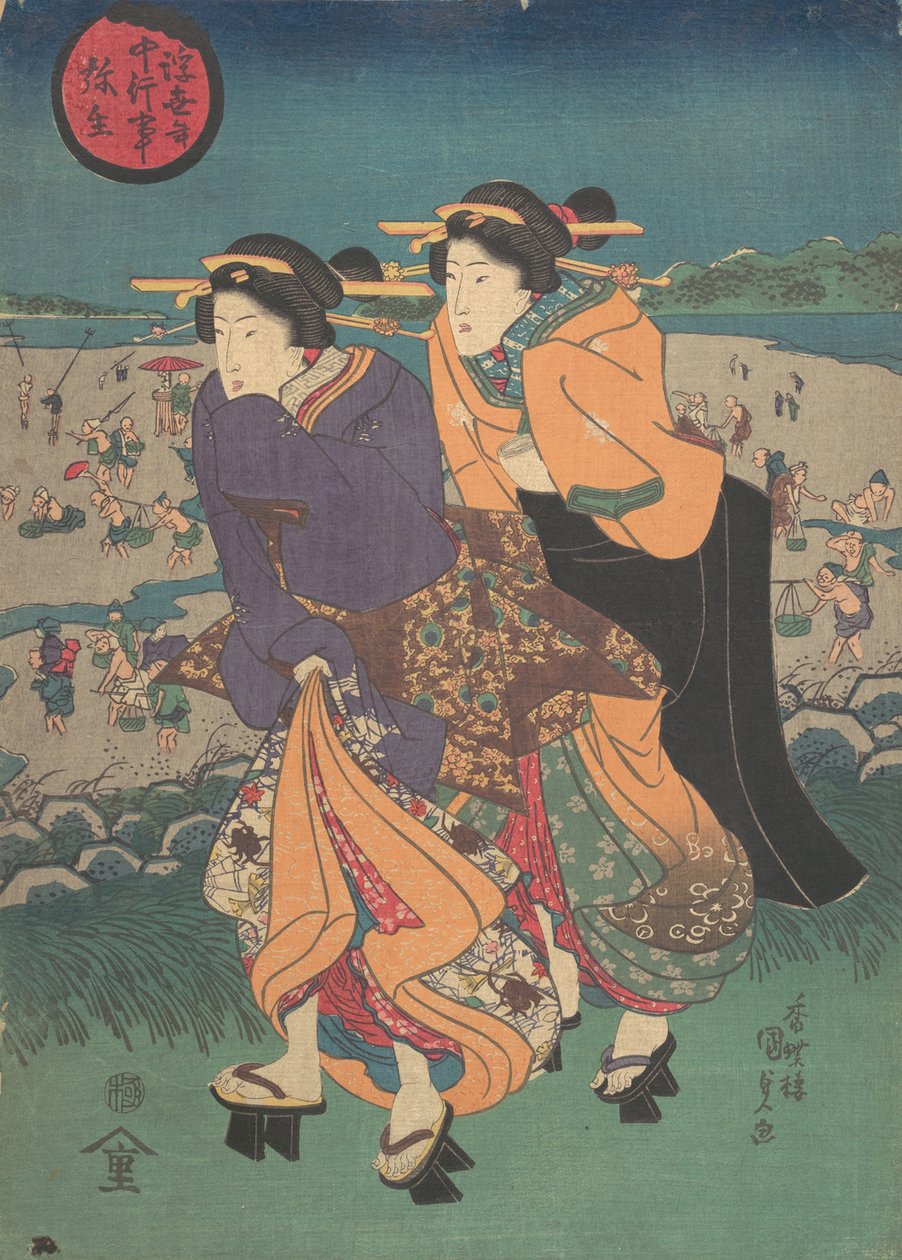 Každoroční akce - třetí měsíc Ukiyo nenju gyoji: Yayoi, polovina 19. stol., polovina 19. stol. od Utagawa Kunisada