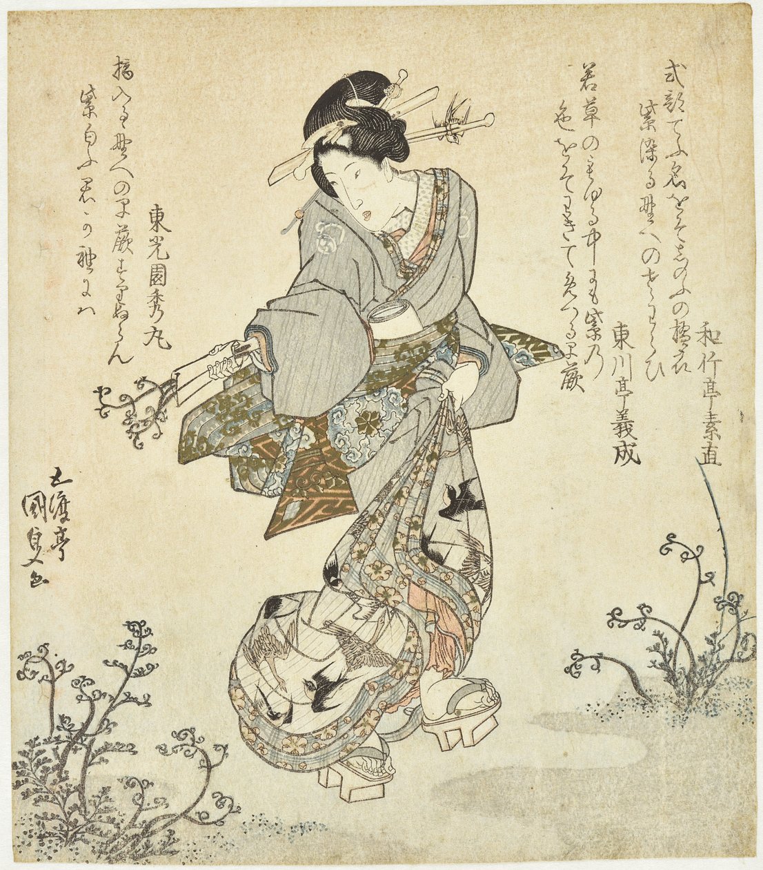 Žena při sklizni kapradin od Utagawa Kunisada