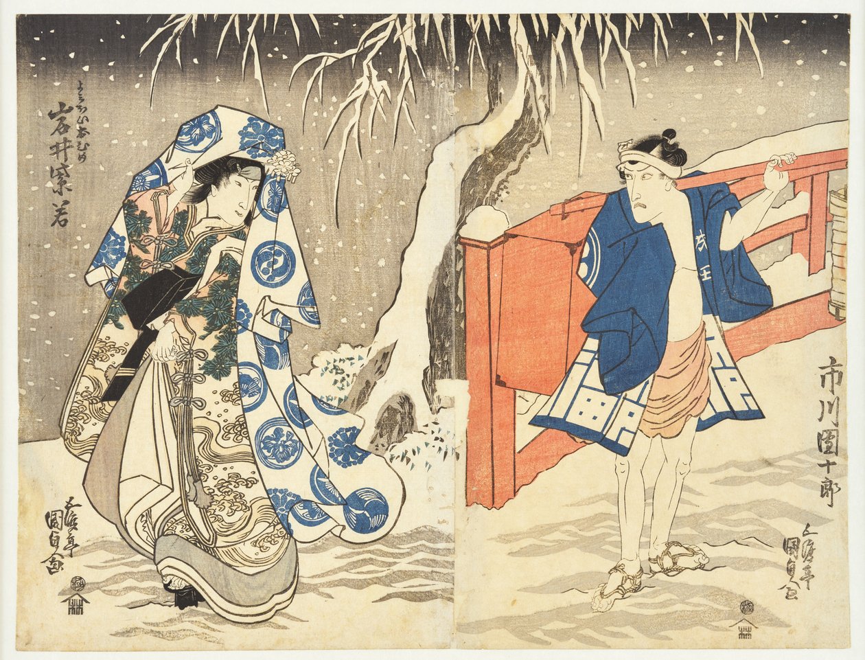 Tajná schůzka ve sněhu od Utagawa Kunisada