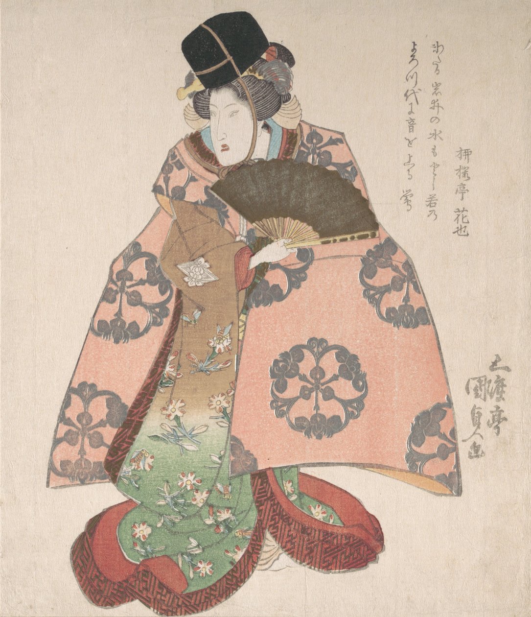 Kabuki Herec v ženské roli Stojící s fanouškem, 19. stol., 19. stol. od Utagawa Kunisada