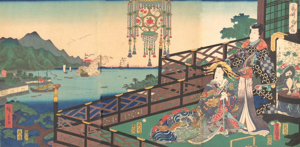 Pan Hikari, Tee Maruyama P-Athle Jist Science CT of Nagasaki Nagasaki Dejima, 3.m. .. .. , 3. brána čt, 1861. od Utagawa Kunisada