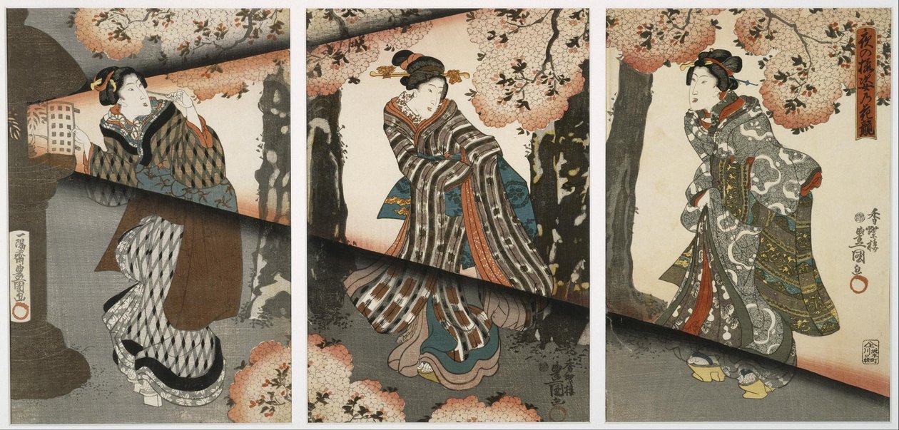 Noční scéna s dívkami a lucernami od Utagawa Kunisada