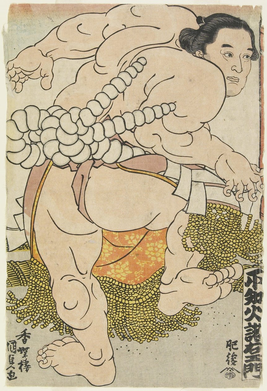 Zápasník jokozuna Širanui Dakuemon ze stáje Higo, 1830-1844 od Utagawa Kunisada