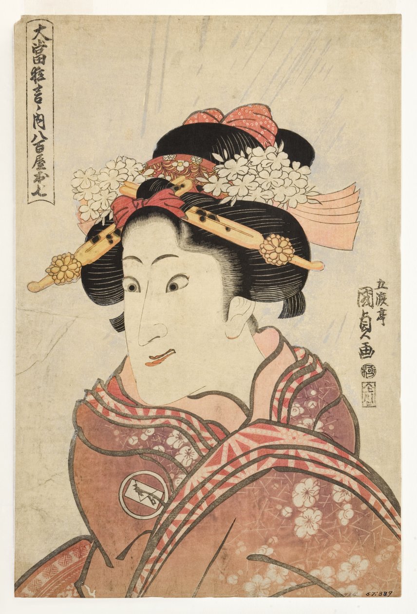 Herec Iwai Hanshiro V jako dcera zelináře Oshichi, asi 1815 (dřevoryt) od Utagawa Kunisada