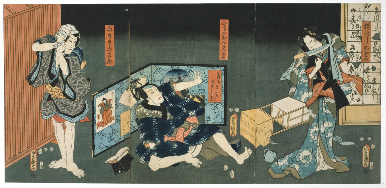 Divadelní scéna, 1844 od Utagawa Kunisada