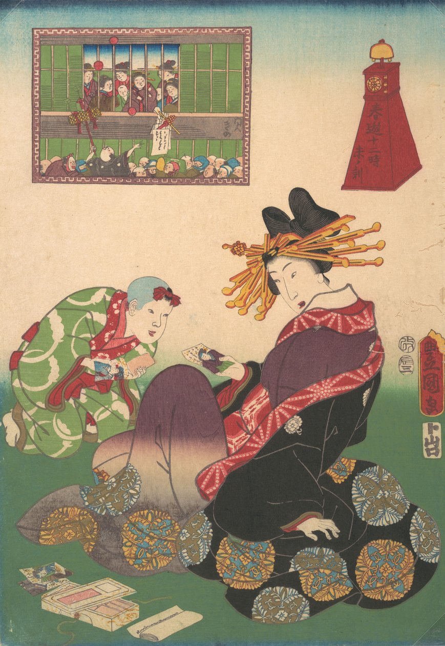 Dvanáct hodin jarních radovánek: Hodina kozy, 19. stol., 19. stol. od Utagawa Kunisada
