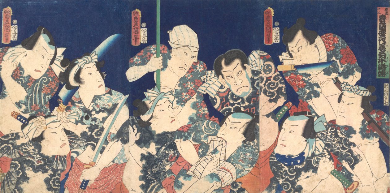 Utagawovo celoživotní mistrovské dílo, z japonské verze Shuihu Zhuan,..., 1863 5. měsíc. od Utagawa Kunisada