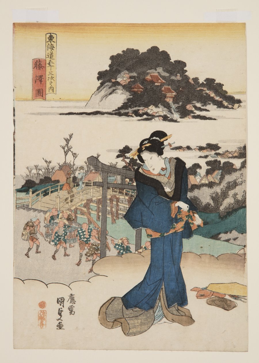 Pohled na Fujisawa (Fujisawa zu) (barevný dřevořez) od Utagawa Kunisada