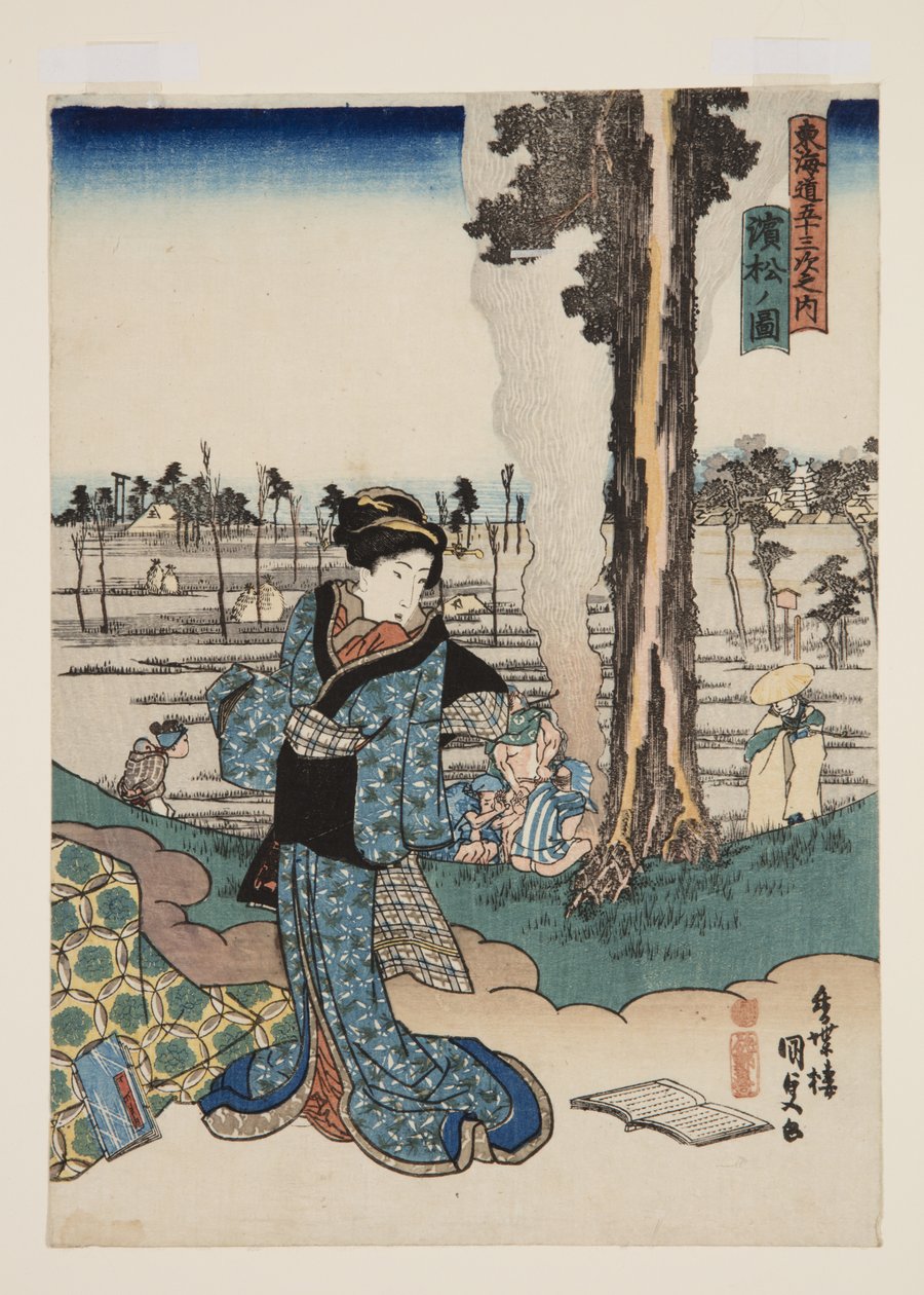 Pohled na Hamamatsu (Hamamatsu no zu) (barevný dřevotisk) od Utagawa Kunisada