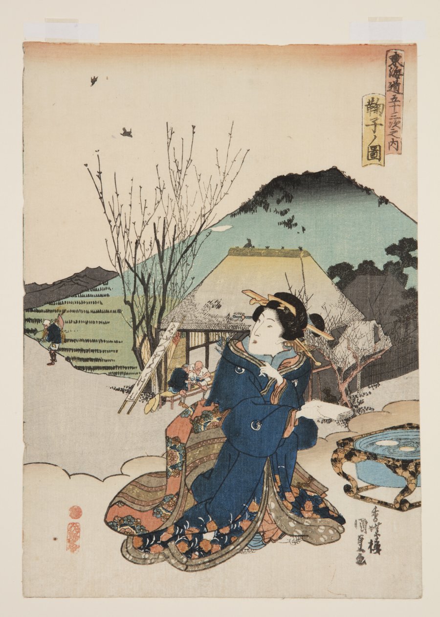 Pohled na Mariko (Mariko no zu) (barevný dřevořez) od Utagawa Kunisada