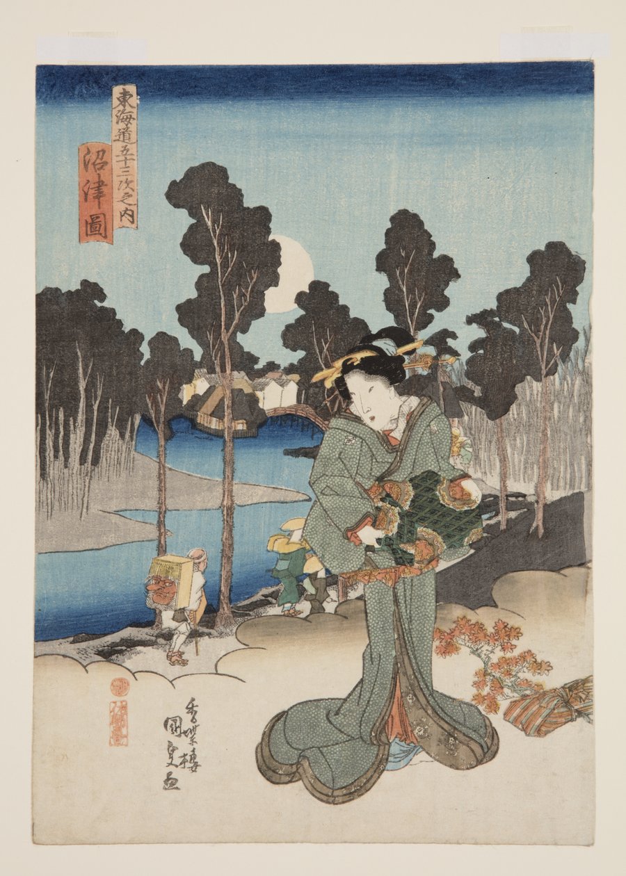 Pohled na Numazu (Numazu zu) (barevný dřevořez) od Utagawa Kunisada