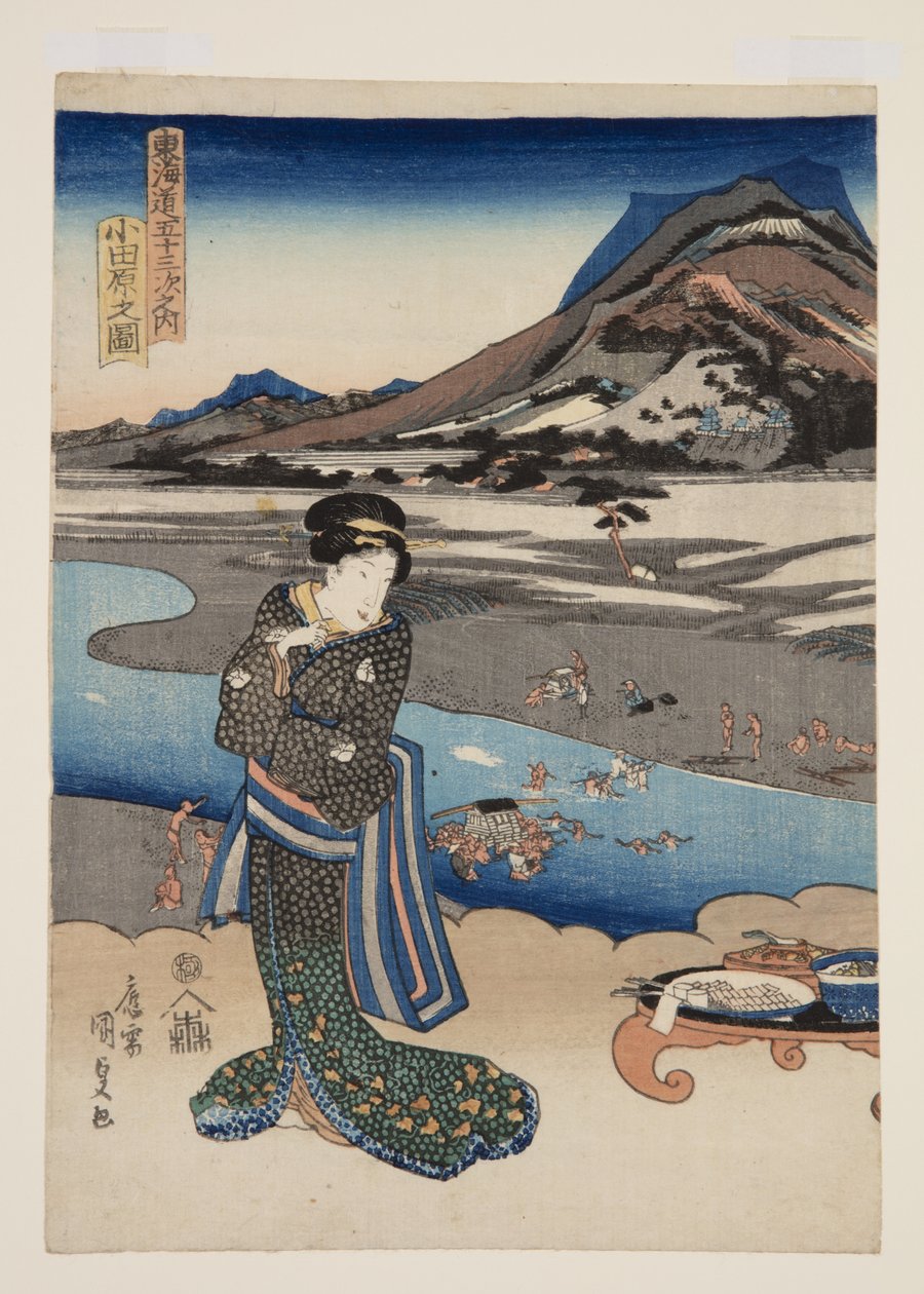 Pohled na Odawara (Odawara no zu) (barevný dřevořez) od Utagawa Kunisada