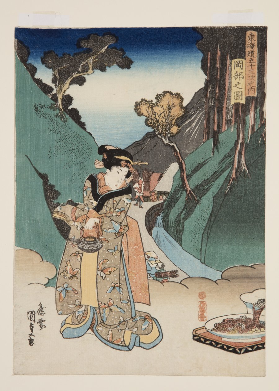 Pohled na Okabe (Okabe no zu) (barevný dřevořez) od Utagawa Kunisada