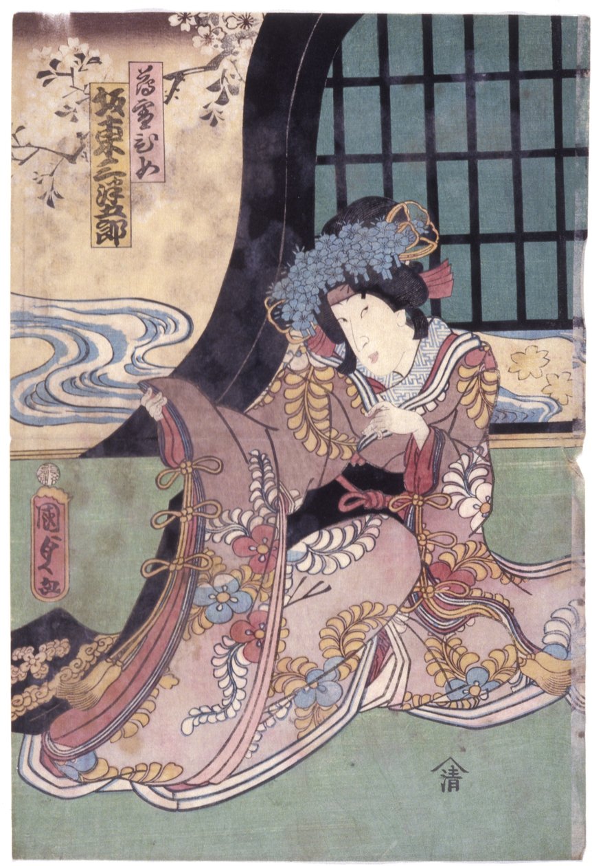 Kapela? Mitsugor? Vi In The Role Of Usuyukihime (barevný dřevořez) od Utagawa Kunisada II