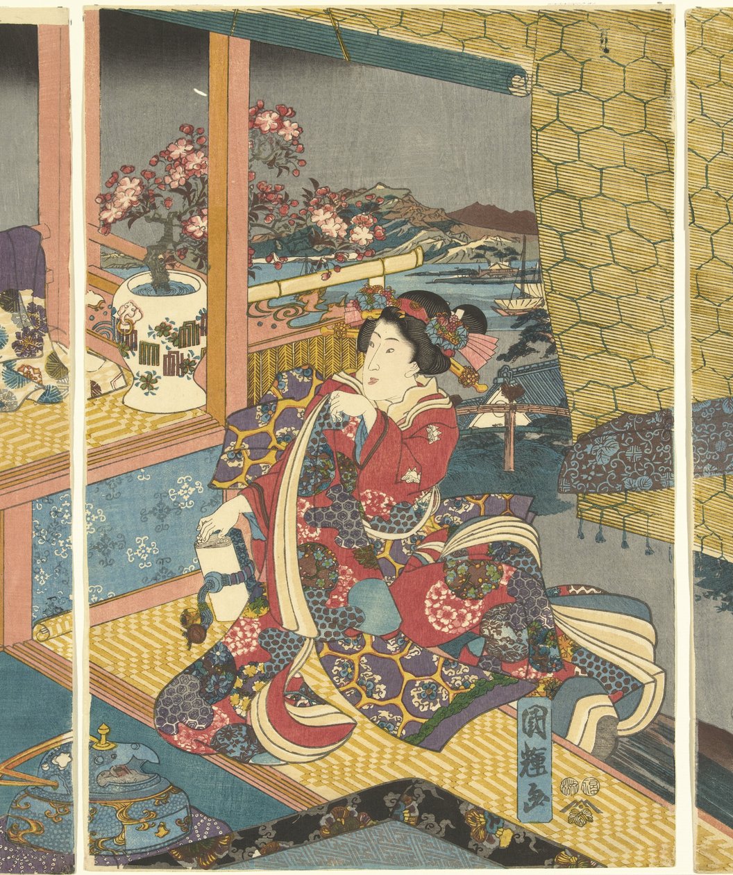 Květiny Sníh, měsíc a květiny (název série) od Utagawa Kuniteru