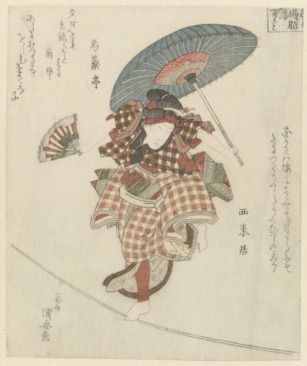 Žena chodí na laně od Utagawa Kuniyasu