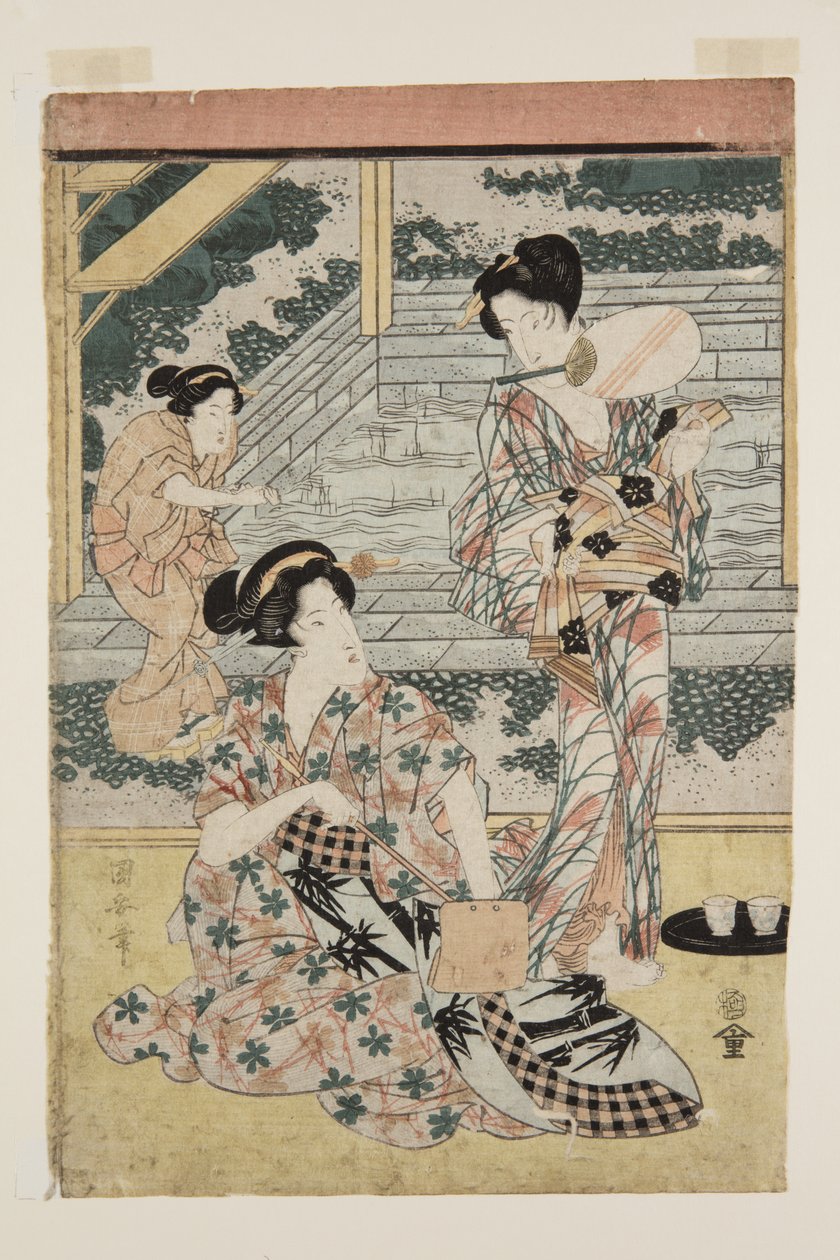 Ladies at Hot Spring (barevný dřevořez) od Utagawa Kuniyasu