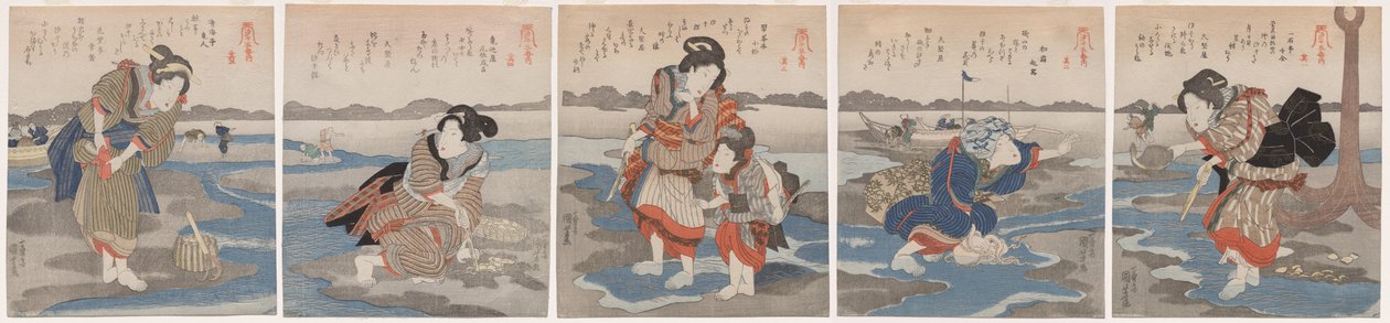 Pět obrázků odlivu od Utagawa Kuniyoshi