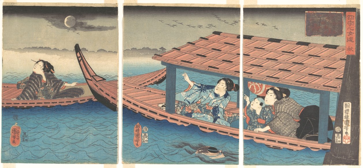 Podzim, ze série „Ženské radosti čtyř ročních období“ od Utagawa Kuniyoshi
