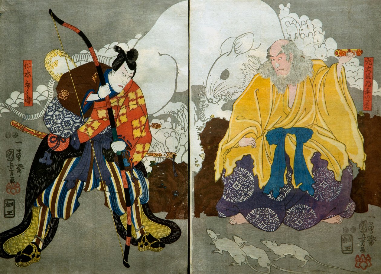 Bando Hikosaburo Ⅳ jako Duch ministra levice od Utagawa Kuniyoshi