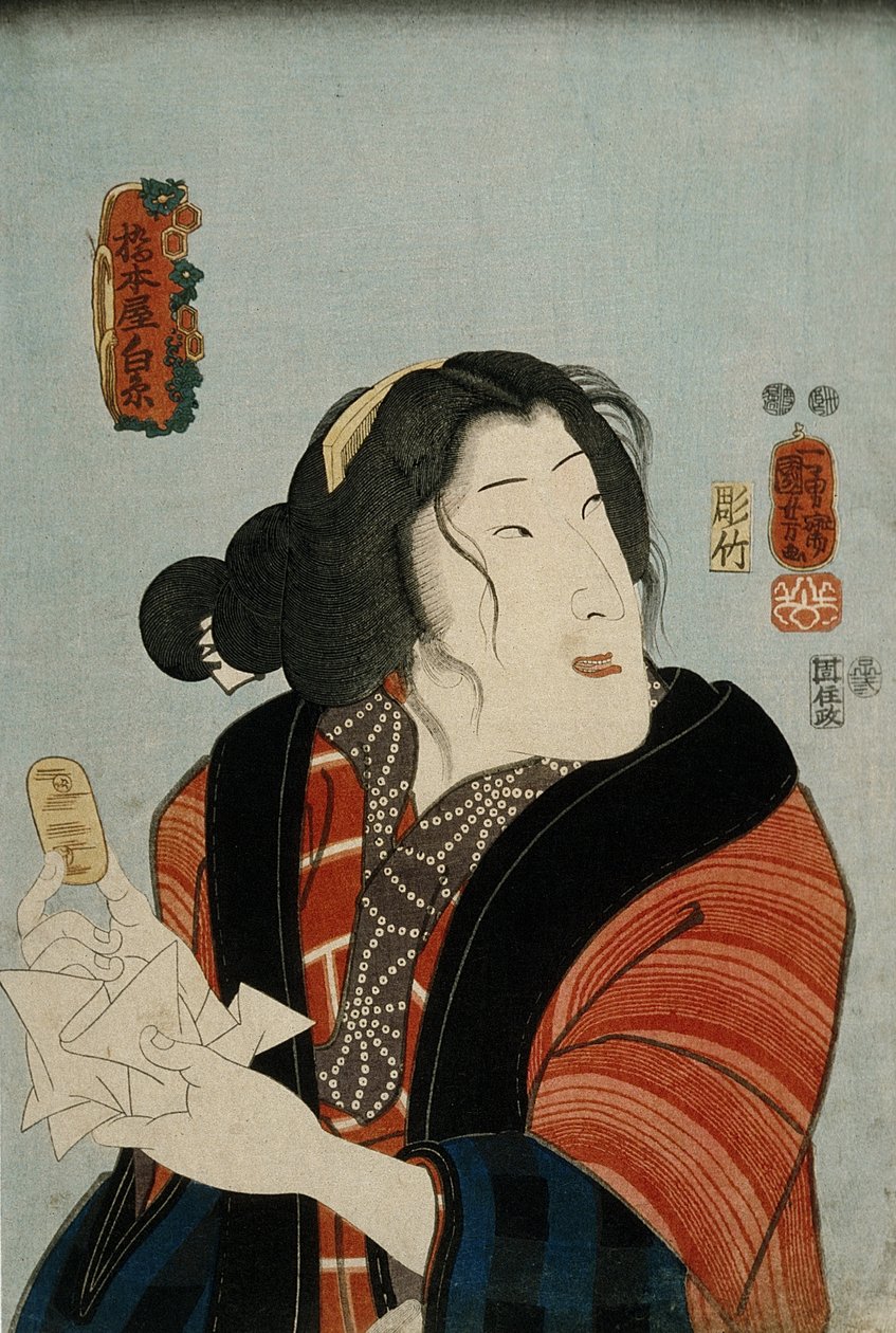 Bandō Shūka jako Hashimotoya Shiraito od Utagawa Kuniyoshi