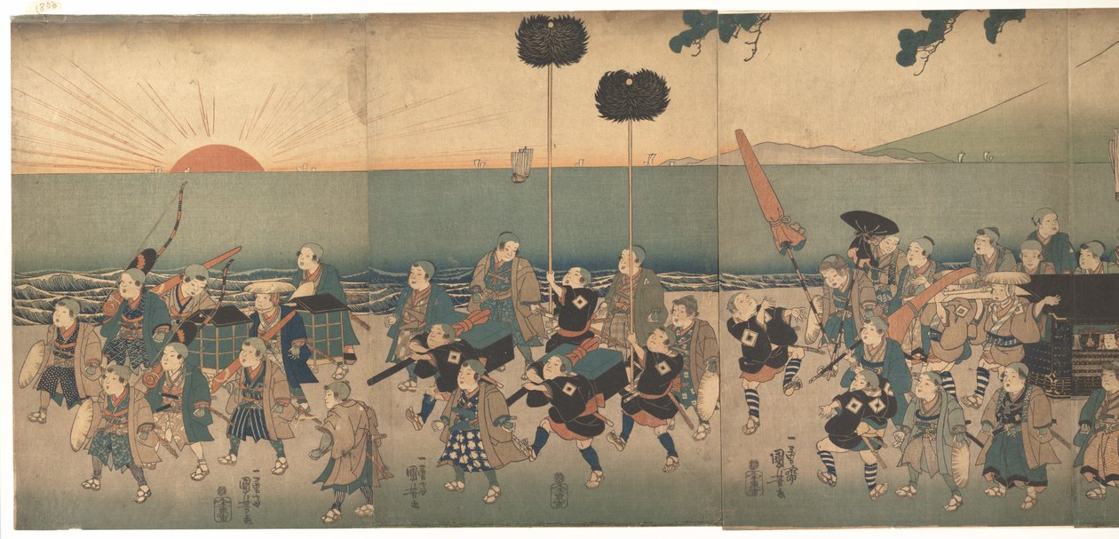 Chlapci hrající si na průvod daimjóa od Utagawa Kuniyoshi