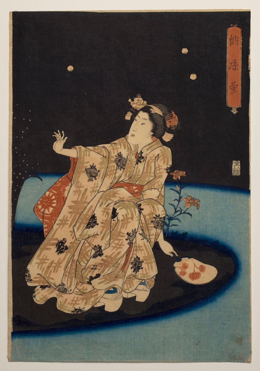 Chytání světlušek v chladném večeru od Utagawa Kuniyoshi