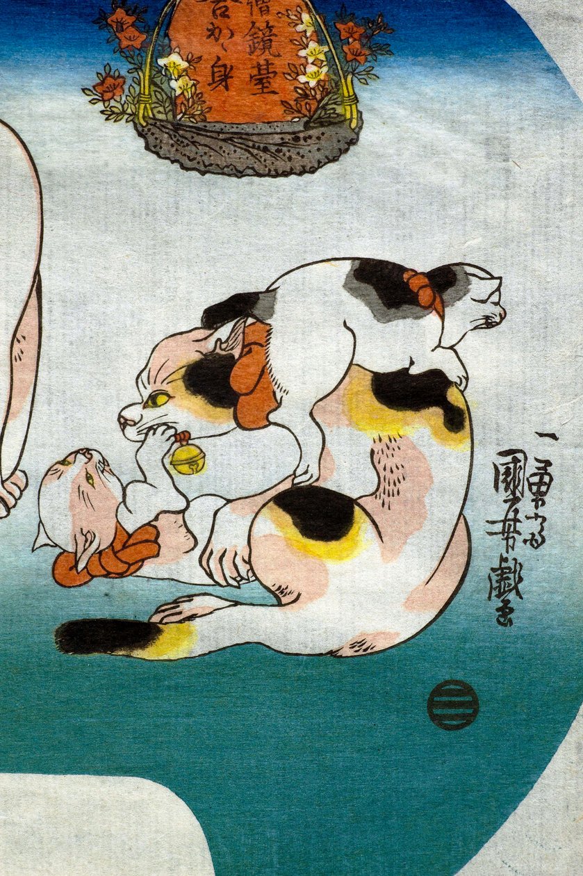 Kočky čínský chrámový lev od Utagawa Kuniyoshi