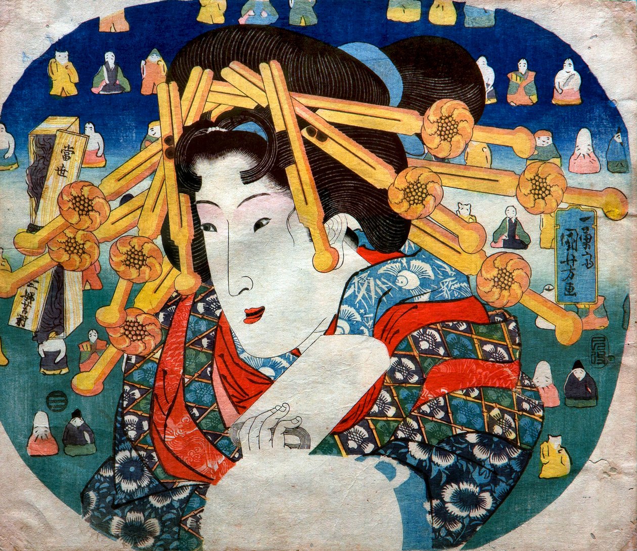 Série kurtizán: Moderní tři útrapy pro ženy (Tōsei sanpukutsui), kolem roku 1833 od Utagawa Kuniyoshi