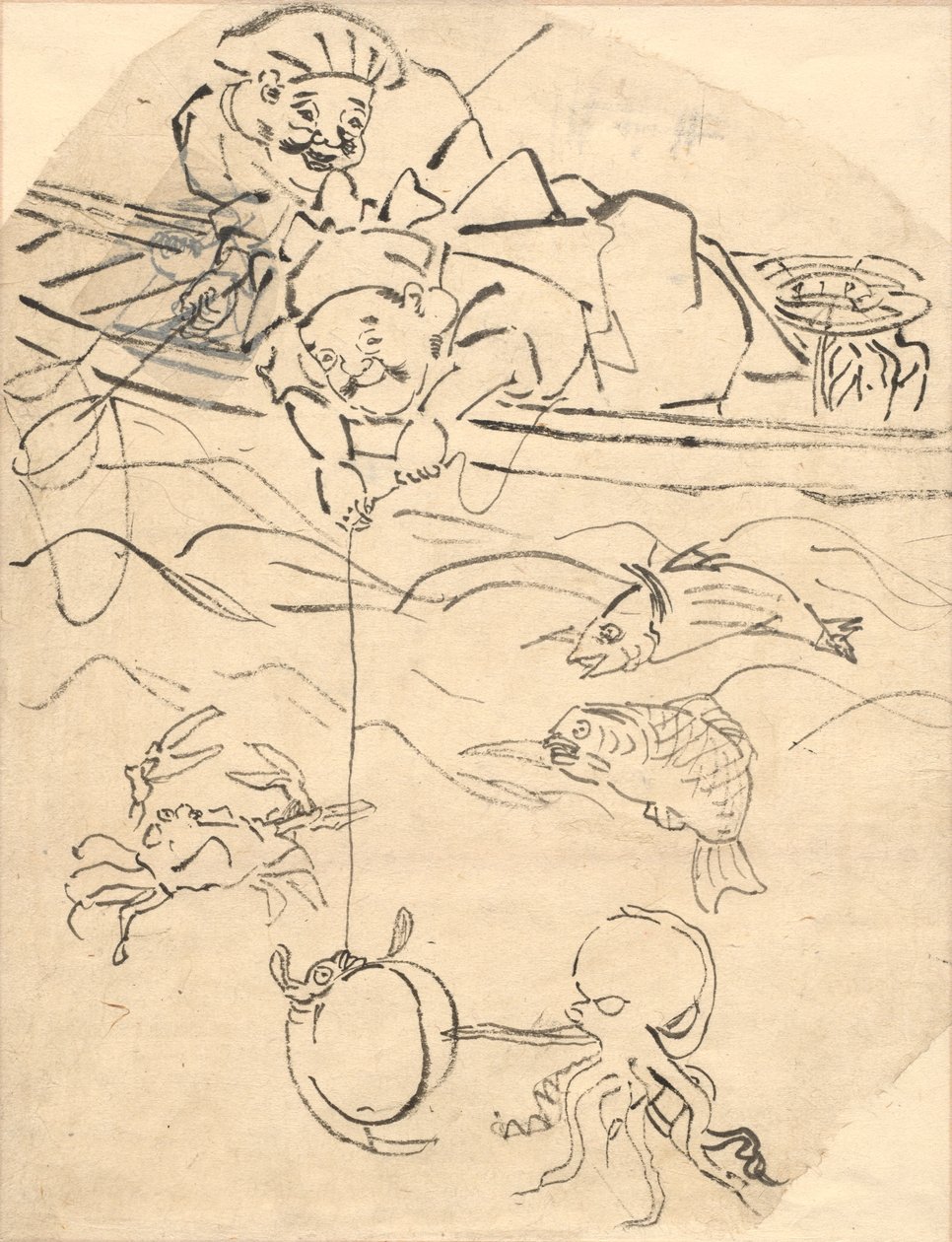 Daikoku a Ebisu, dva ze sedmi bohů štěstí od Utagawa Kuniyoshi
