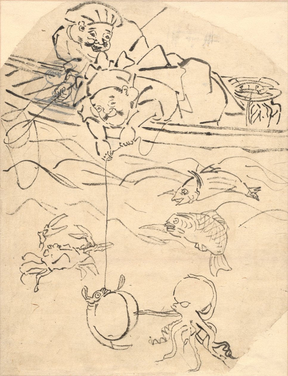 Daikoku a Ebisu, dva ze sedmi bohů štěstí. od Utagawa Kuniyoshi