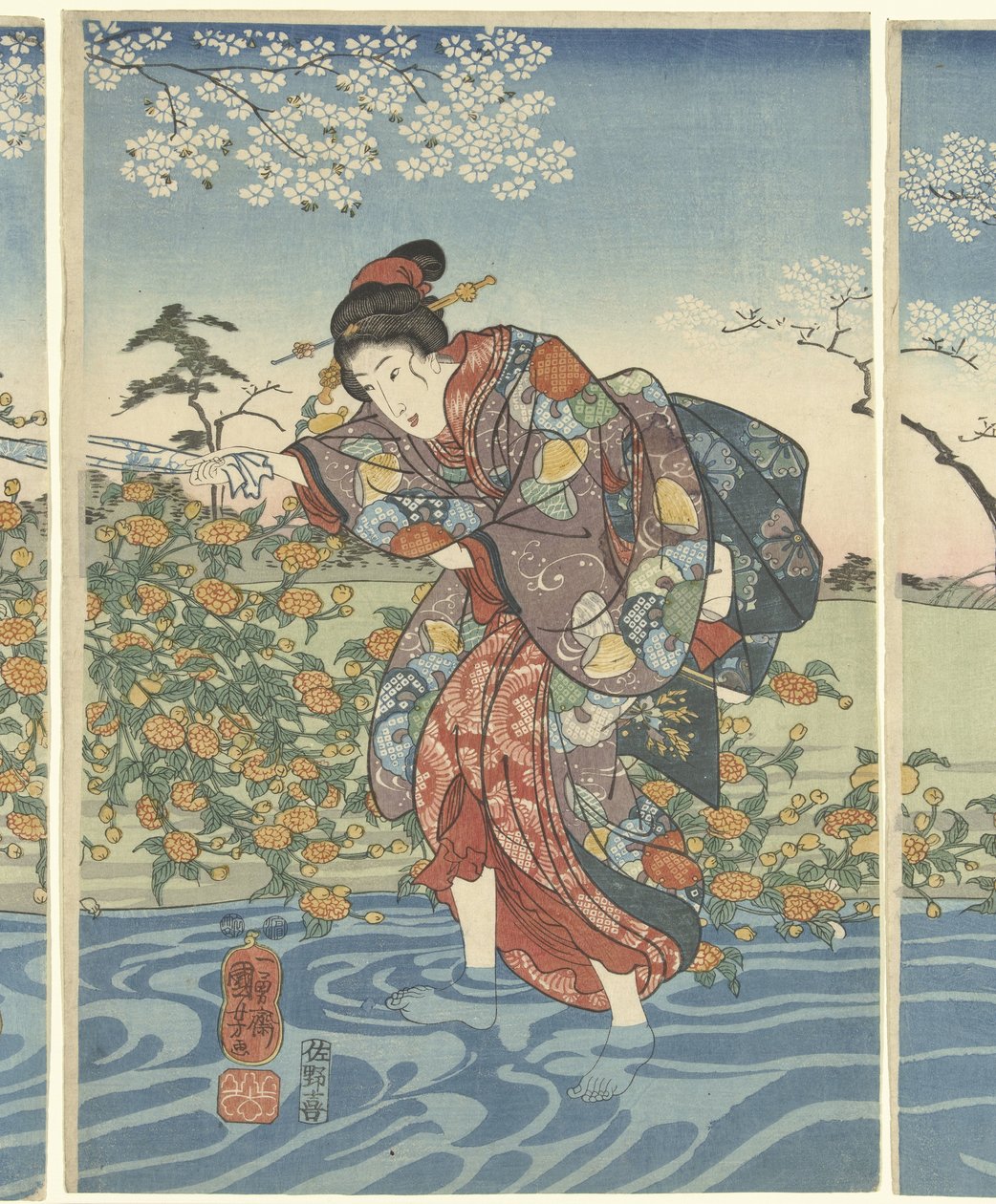 Řeka Ide Tama v provincii Yamashiro od Utagawa Kuniyoshi
