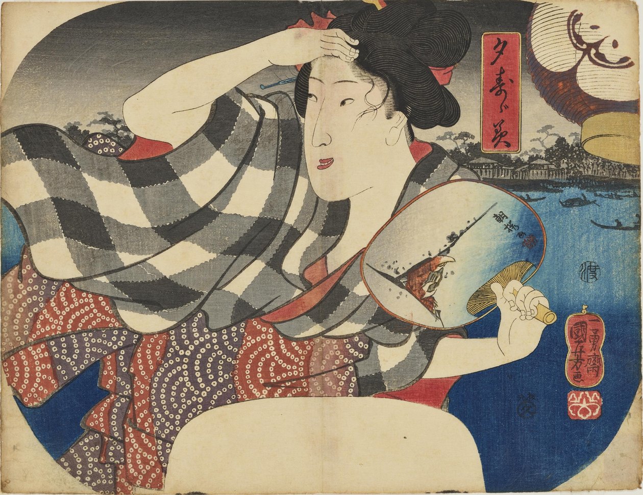 Užívání si večerního chladu od Utagawa Kuniyoshi