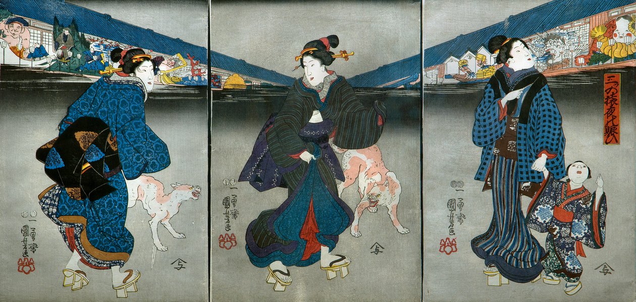 Fes Chibi Wisdom s of Th Ree Monke ys člen Tee ght (hustá opičí noční ruch) od Utagawa Kuniyoshi
