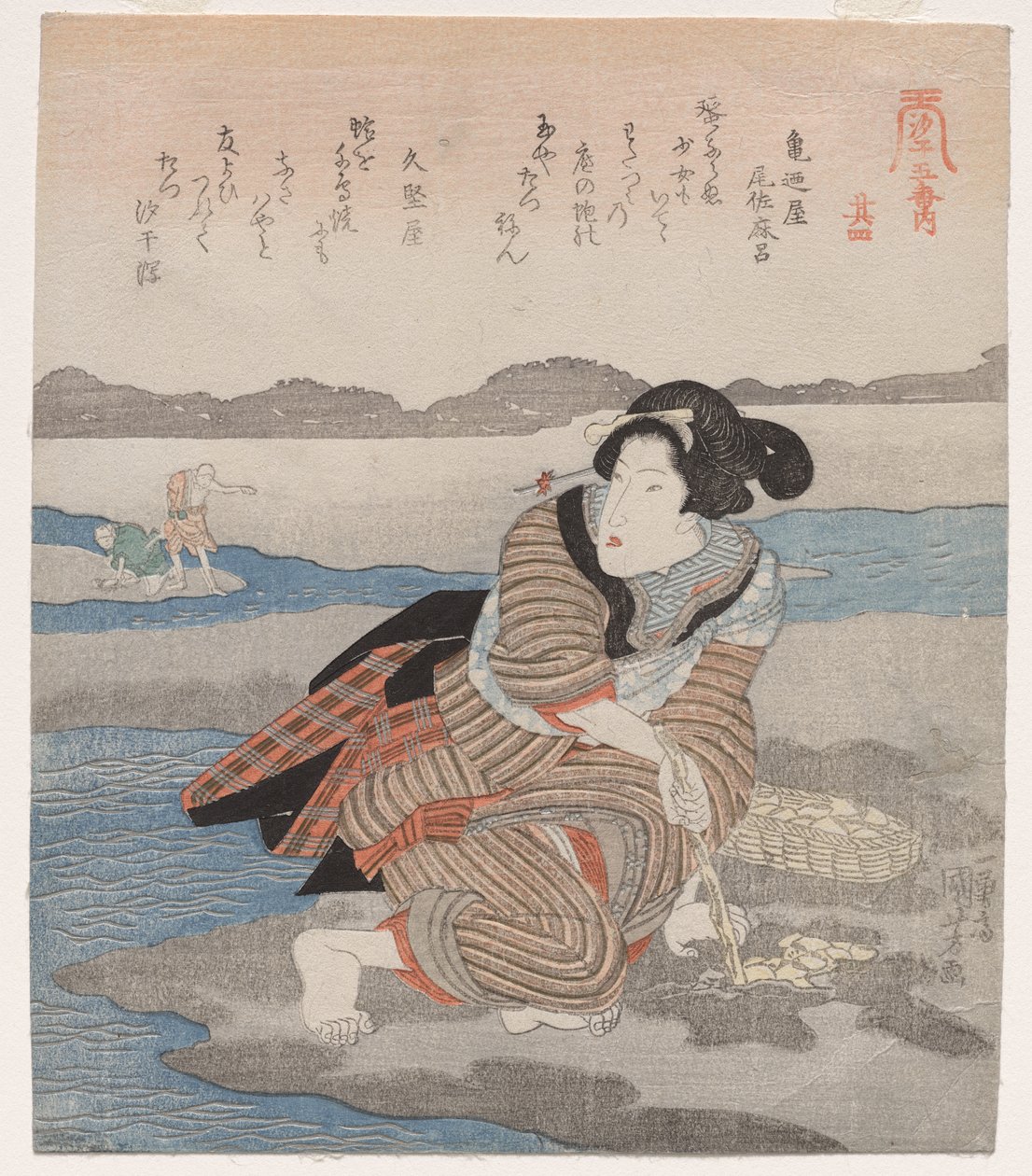 Žena kopání škeble; ze série Five Pictures of Low Tide od Utagawa Kuniyoshi