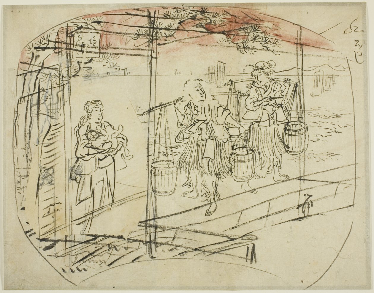 Sběr slané vody na pláži od Utagawa Kuniyoshi