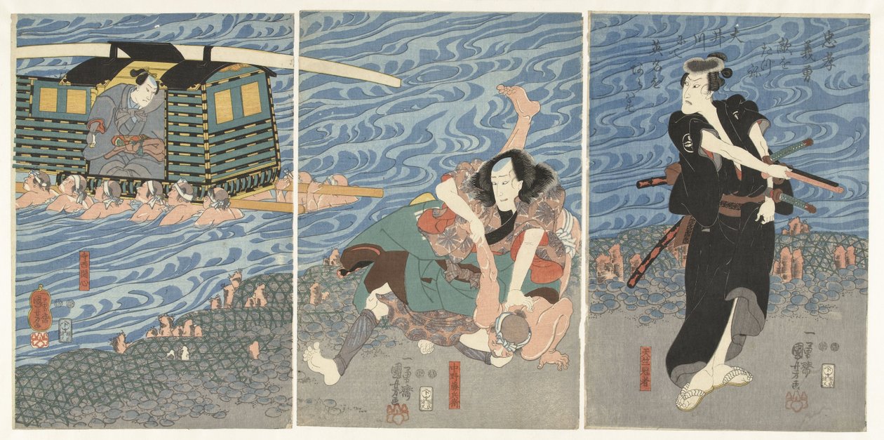 Bitva podél břehu řeky Oi od Utagawa Kuniyoshi