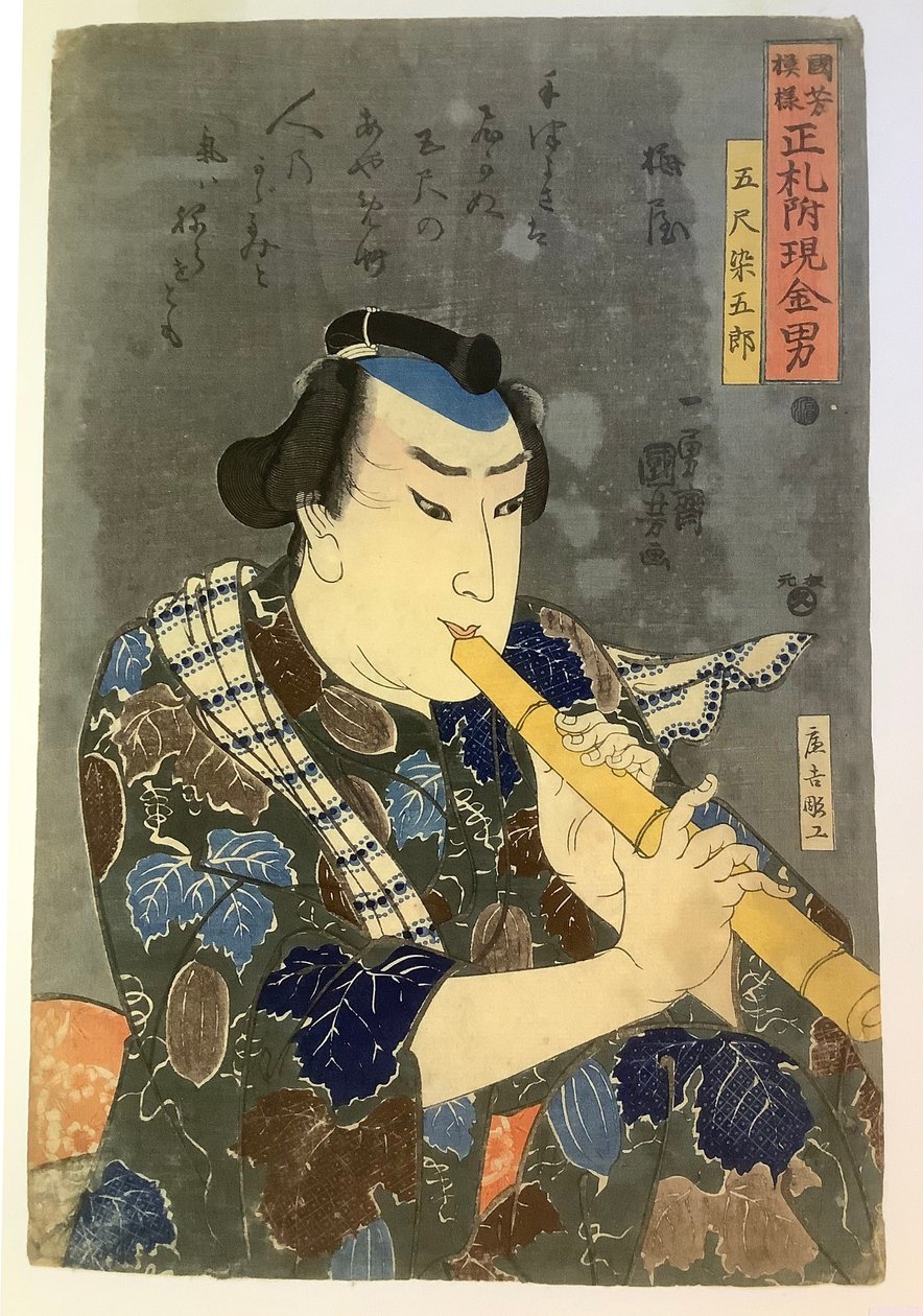 Goshaku Somegorō hrající na flétnu od Utagawa Kuniyoshi