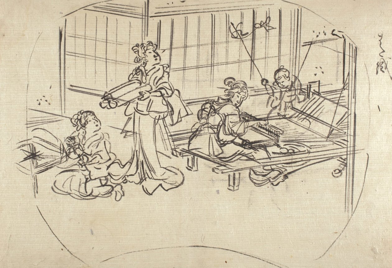 Hataori (tkaní na tkalcovském stavu) od Utagawa Kuniyoshi