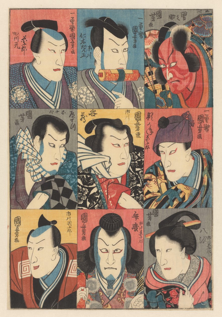 Ichikawa Danjûrô VIII v osmi různých rolích od Utagawa Kuniyoshi