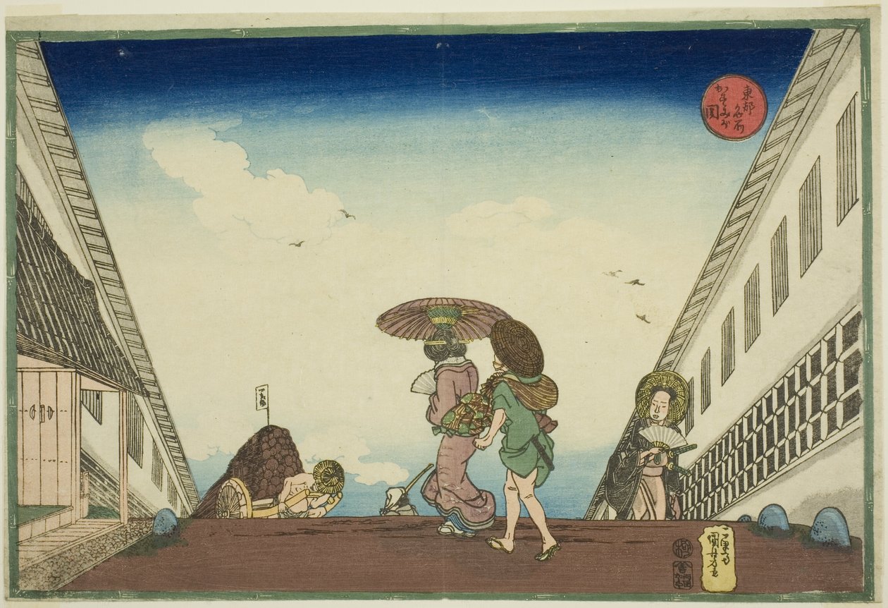 Kasumigaseki, ze série "Slavná místa ve východním hlavním městě (Toto meisho)" od Utagawa Kuniyoshi