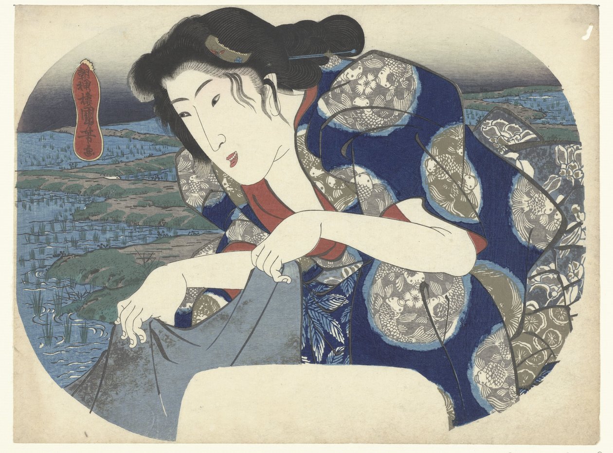 Žena praní prádla od Utagawa Kuniyoshi