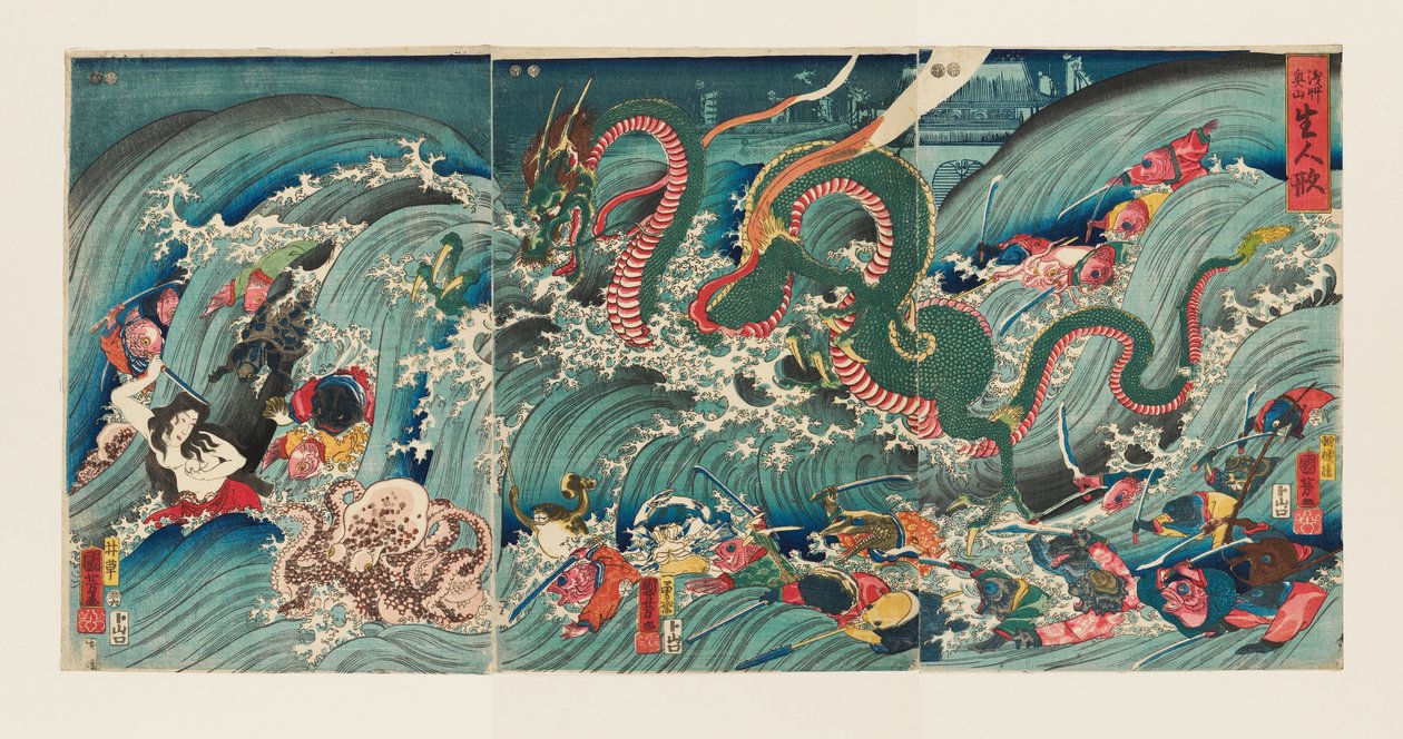 Živě vypadající panenky ve Vnitřním chrámu v Asakuse od Utagawa Kuniyoshi