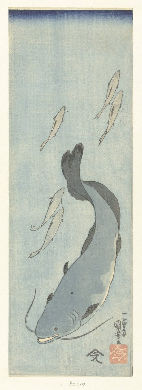 Sumec a pět pstruhů od Utagawa Kuniyoshi
