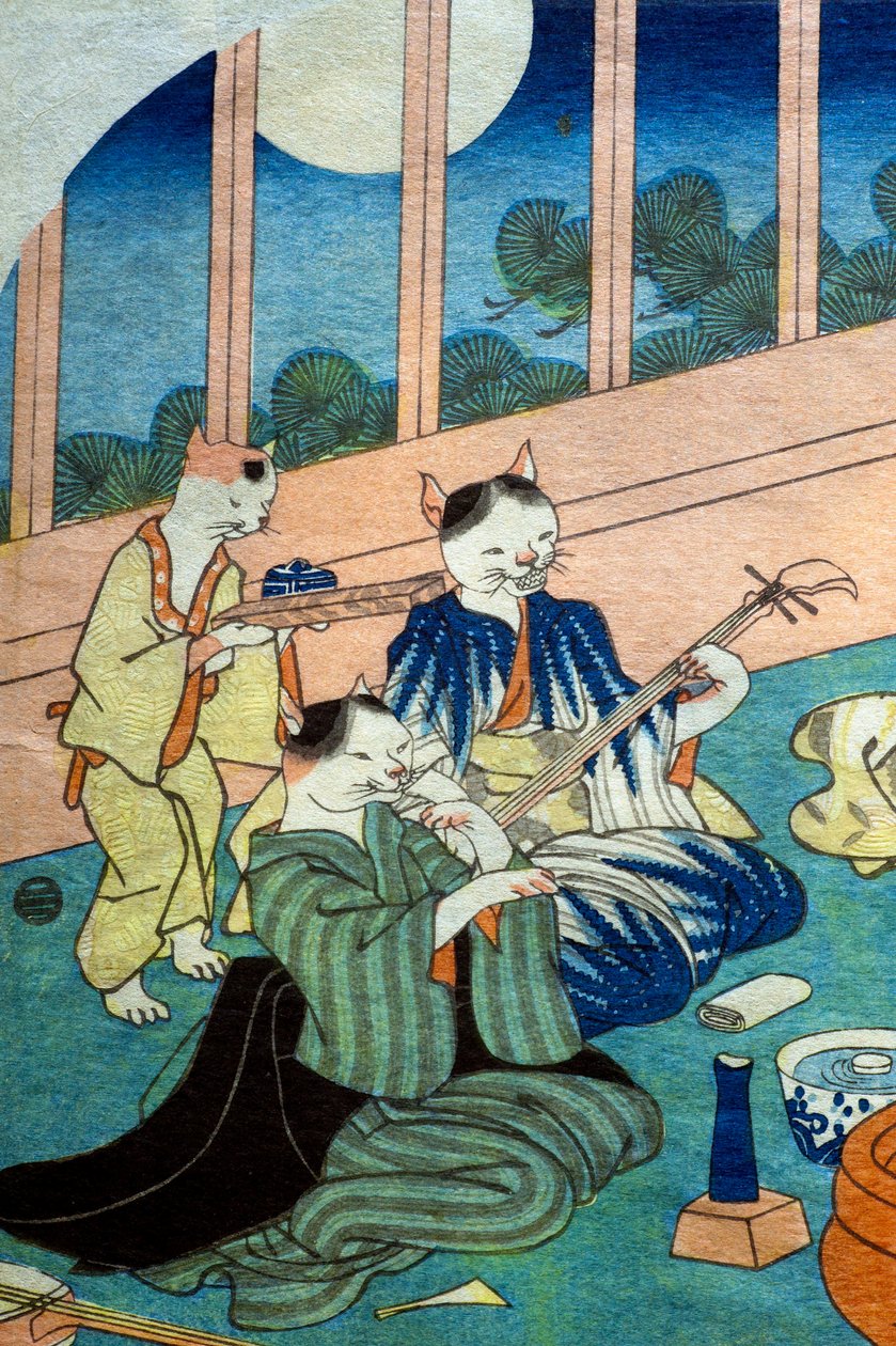 Sheng koček, c. 1843 od Utagawa Kuniyoshi
