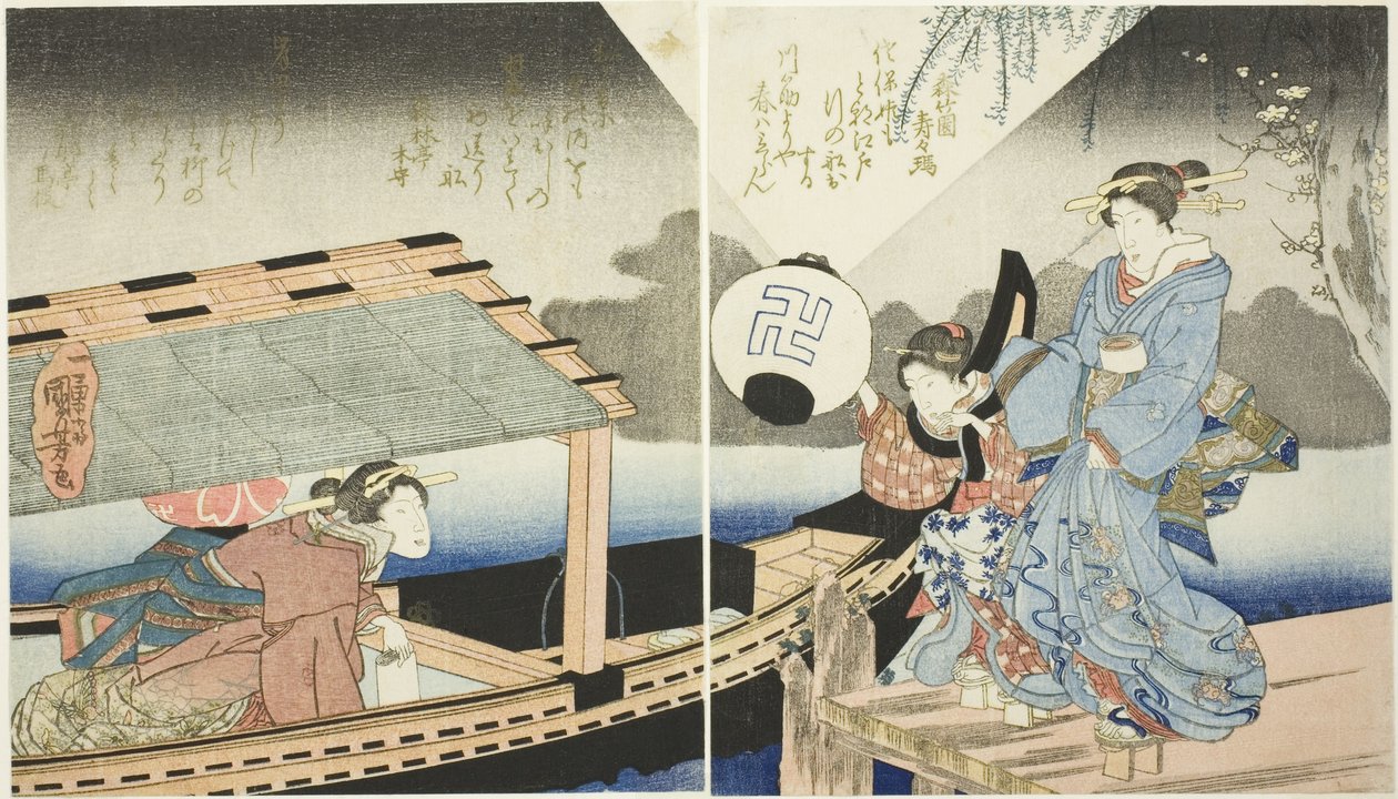 Noční scéna na palubě výletní lodi od Utagawa Kuniyoshi