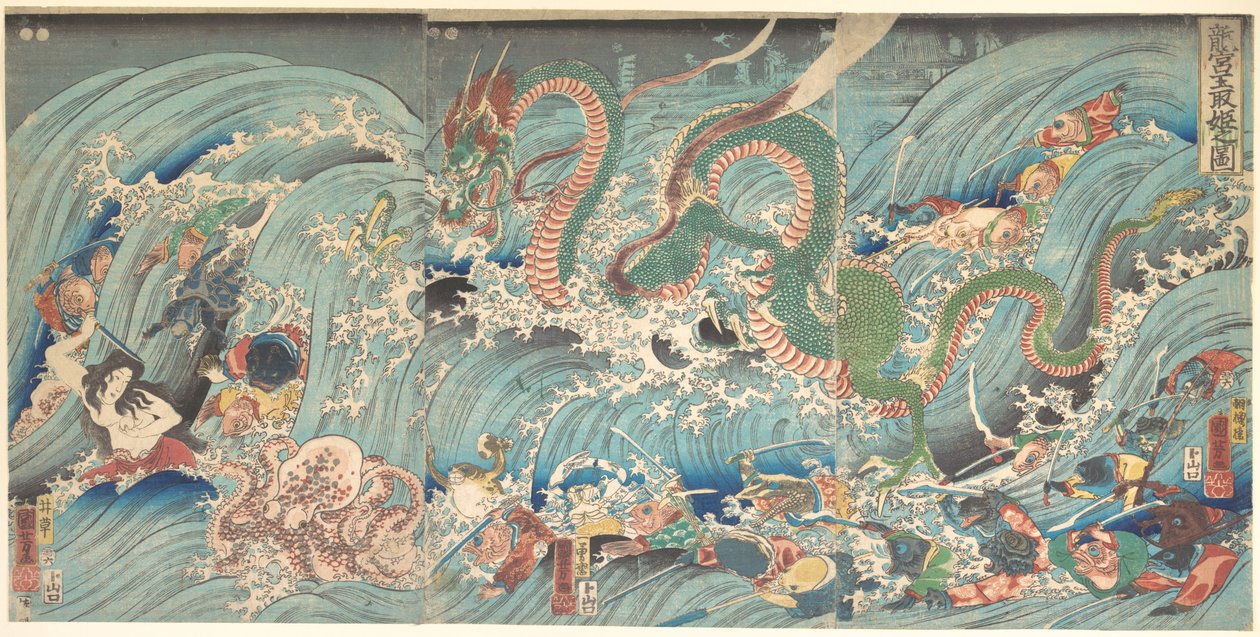 Získání ukradeného drahokamu z paláce Dračího krále od Utagawa Kuniyoshi