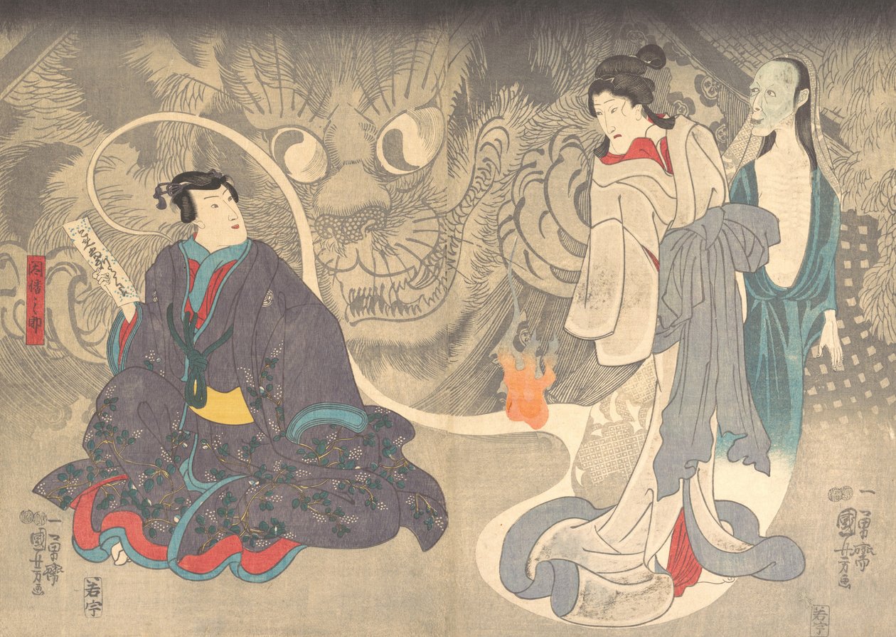 Scéna z Ghost Story: The Okazaki Cat Demon, ca. 1850. od Utagawa Kuniyoshi