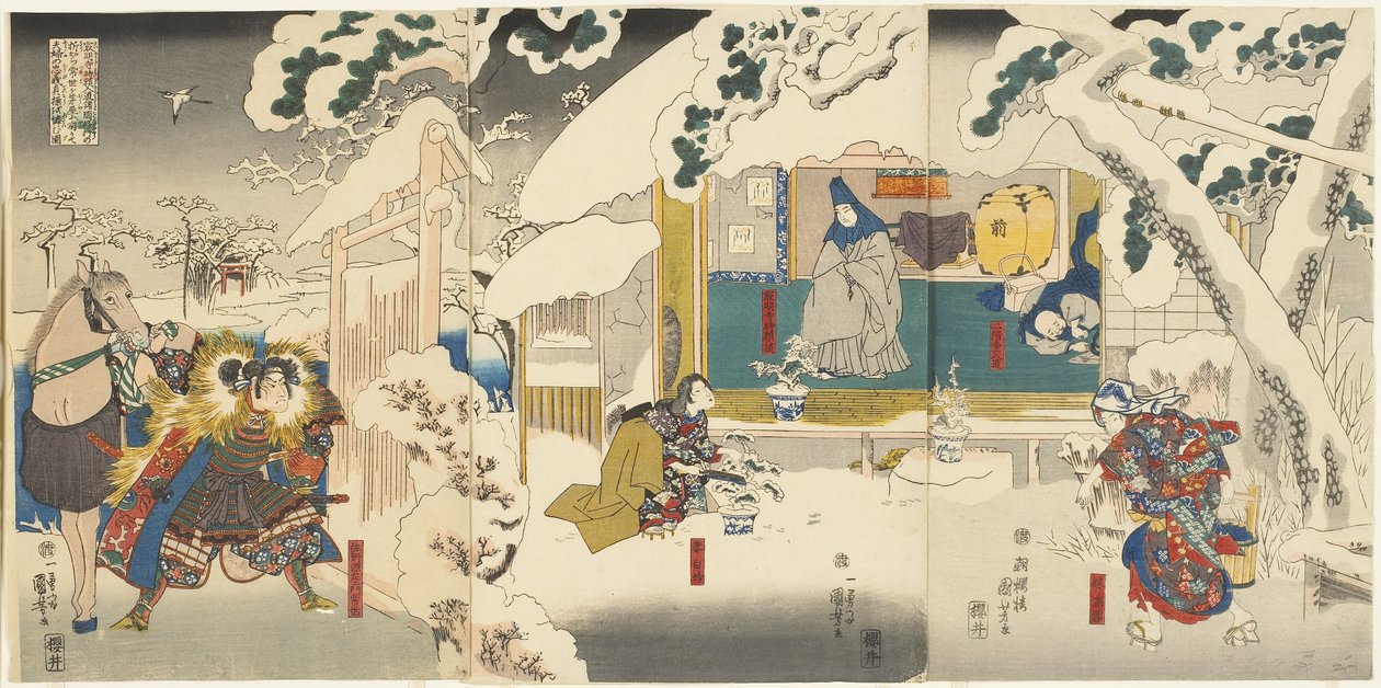 Scéna z příběhu Hachinoki, 1843-1847 od Utagawa Kuniyoshi