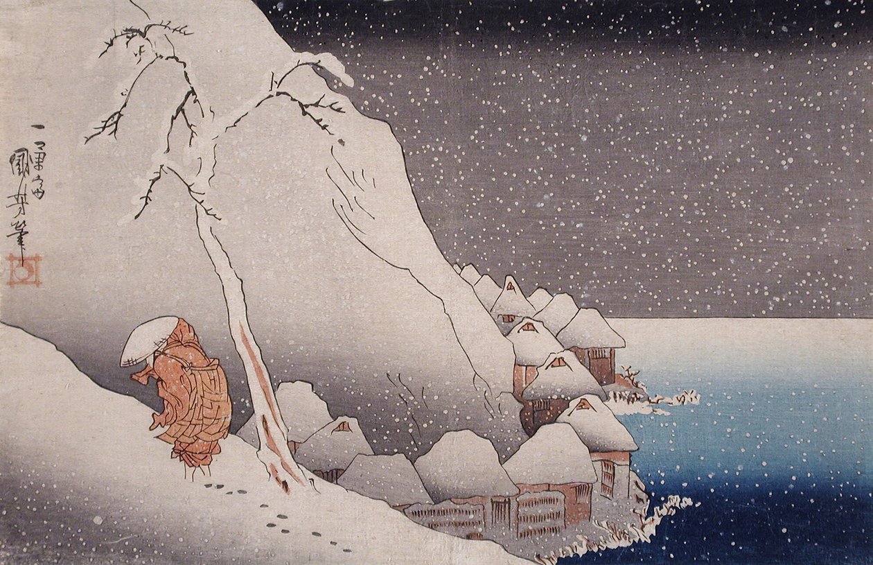Sníh v Tsukahaře na ostrově Sado, 1271 od Utagawa Kuniyoshi